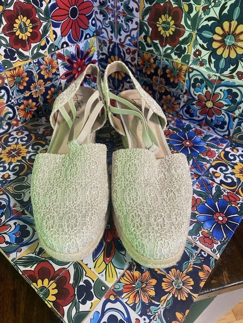 Lifestride Velocity 2.0 Katrina Beige Canvas Summer Casual Shoes Size 11 Wide